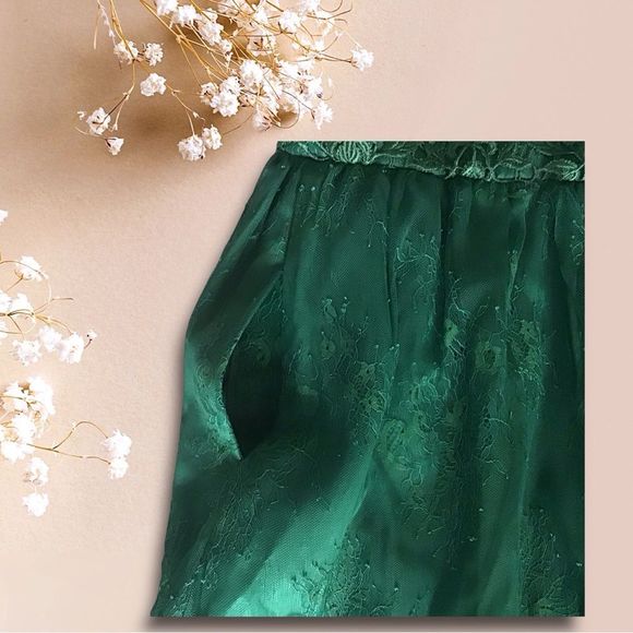 MONIDUE LHUILIER Dress Fit & Flare Emerald Lace Top Sleeveless MSRP 495 Size 20 - Picture 6 of 13